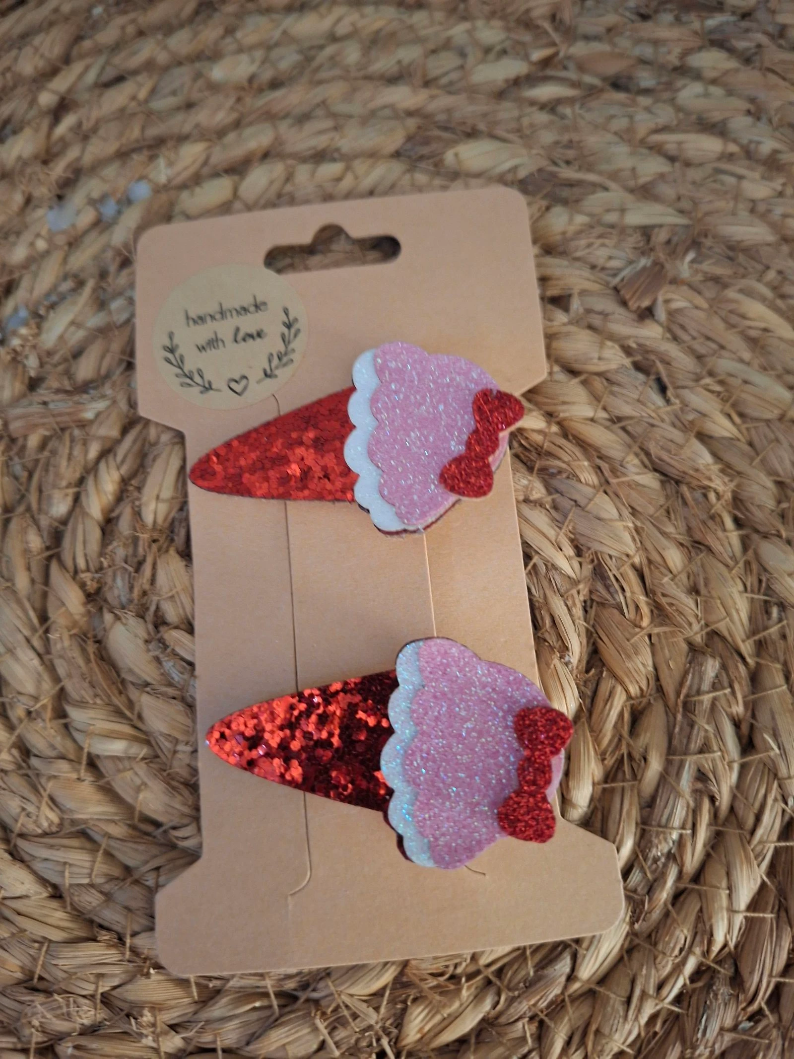 IJsjes haarknipjes - rood/roze glitter
